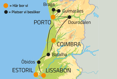 Geografisk karta ver Portugal